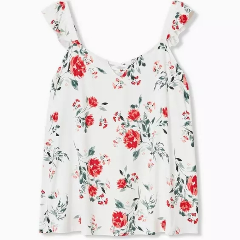 Torrid Super Soft V-Neck Lace-Up Ruffle Tank